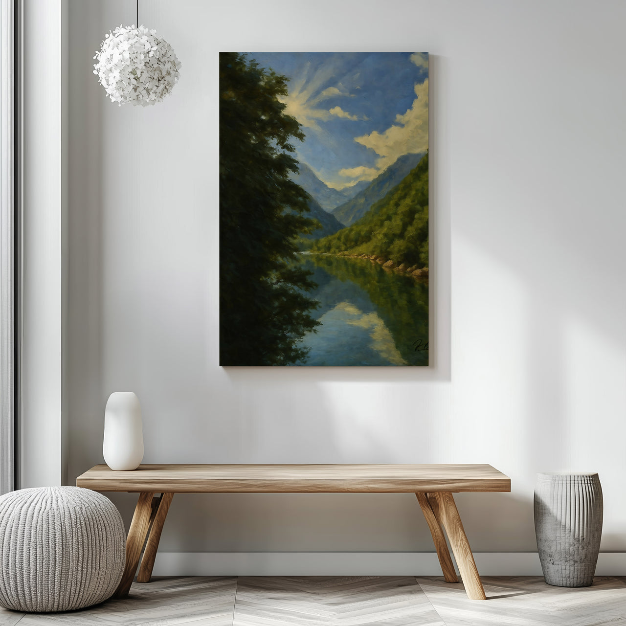 Majestic Mountain 20 - Unlit Valley Approach Canvas Art
