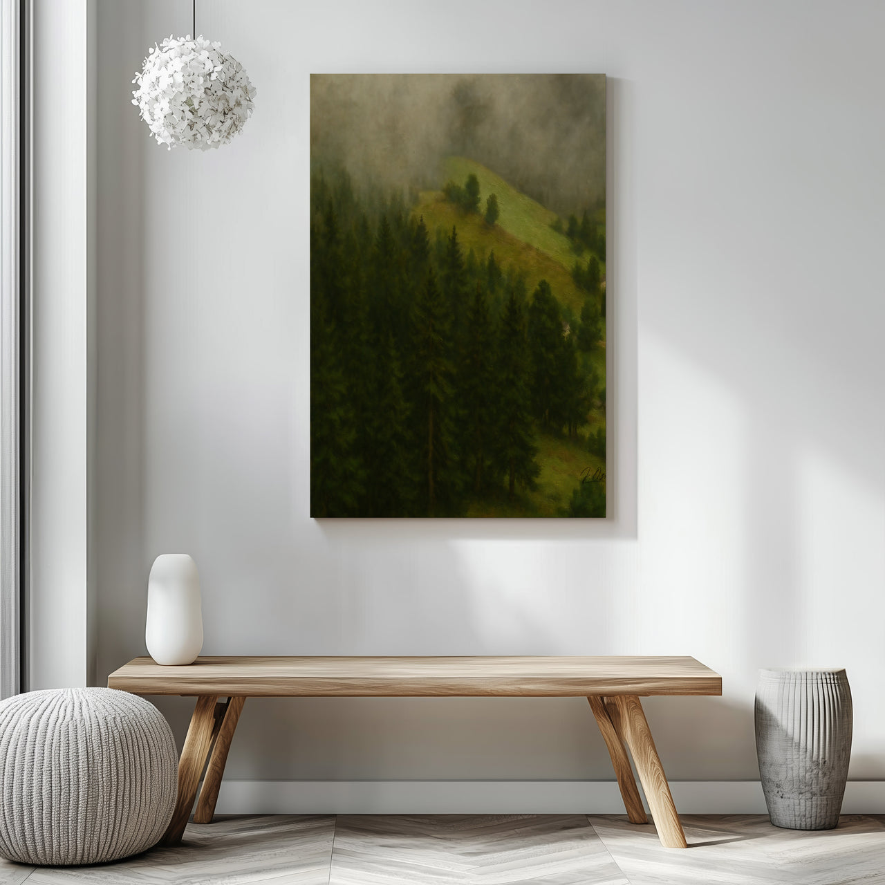 Majestic Mountain 38 - Mist Over the Hillside Canvas Art