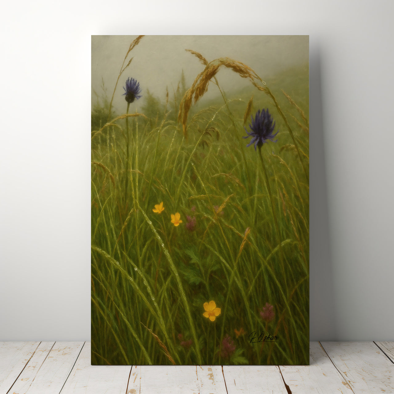 Majestic Mountain 54 - Wildflowers in the Mist Canvas Art