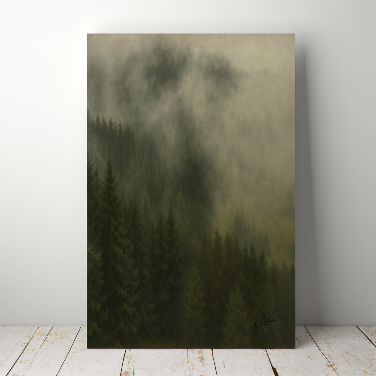 Majestic Mountain 58 - Misty Pine Valley Canvas Art