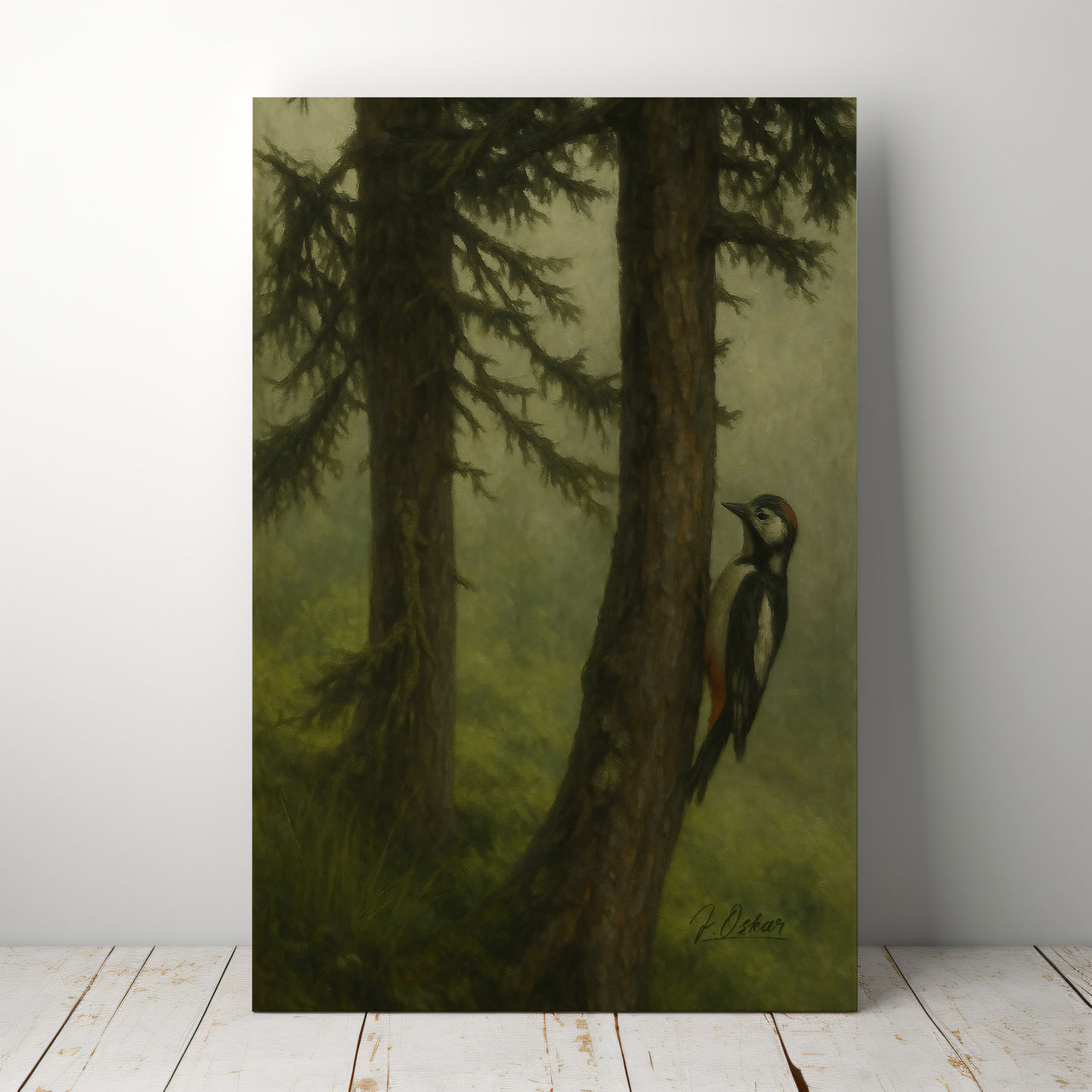 Majestic Mountain 60 - The Watchful Woodpecker Canvas Art