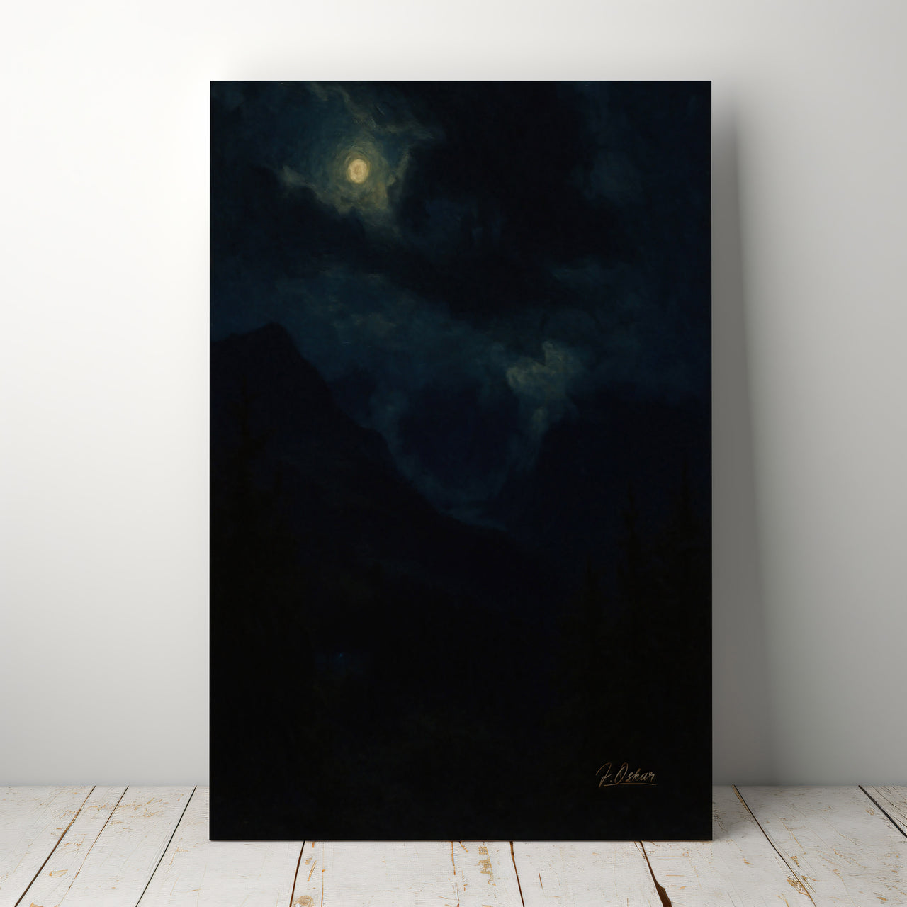 Majestic Mountain 68- Clouds Over the nightly Valley Canvas Art