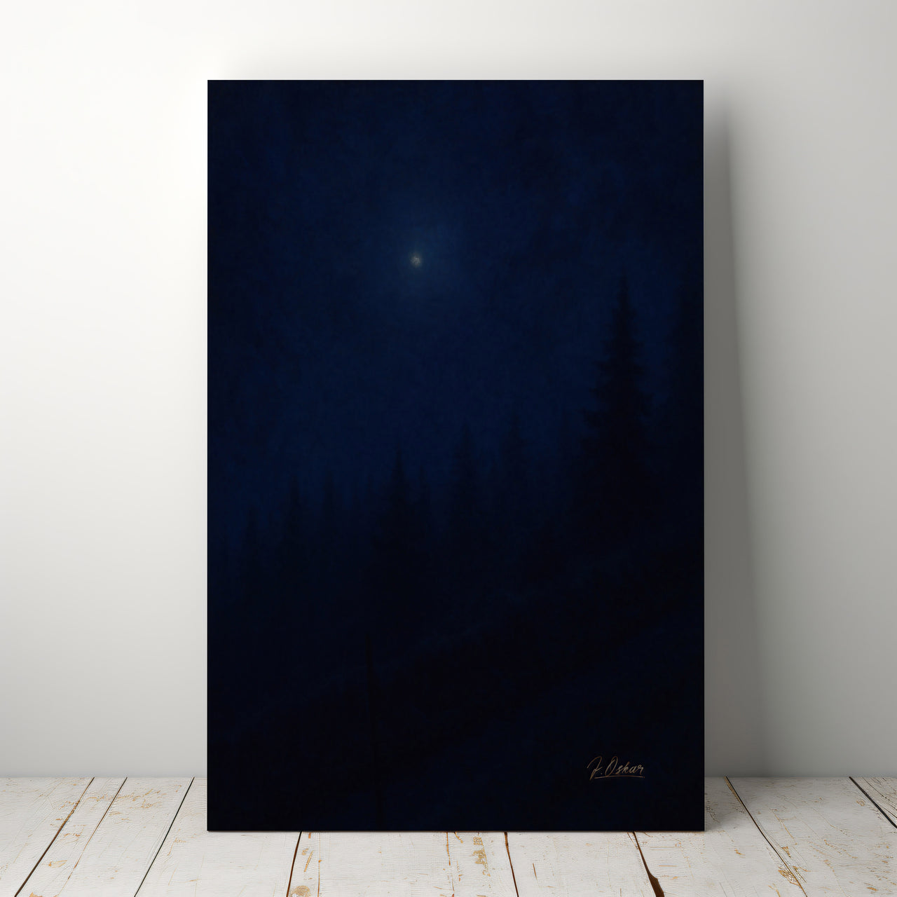 Majestic Mountain 69- Midnight Mist on the mountain Canvas Art
