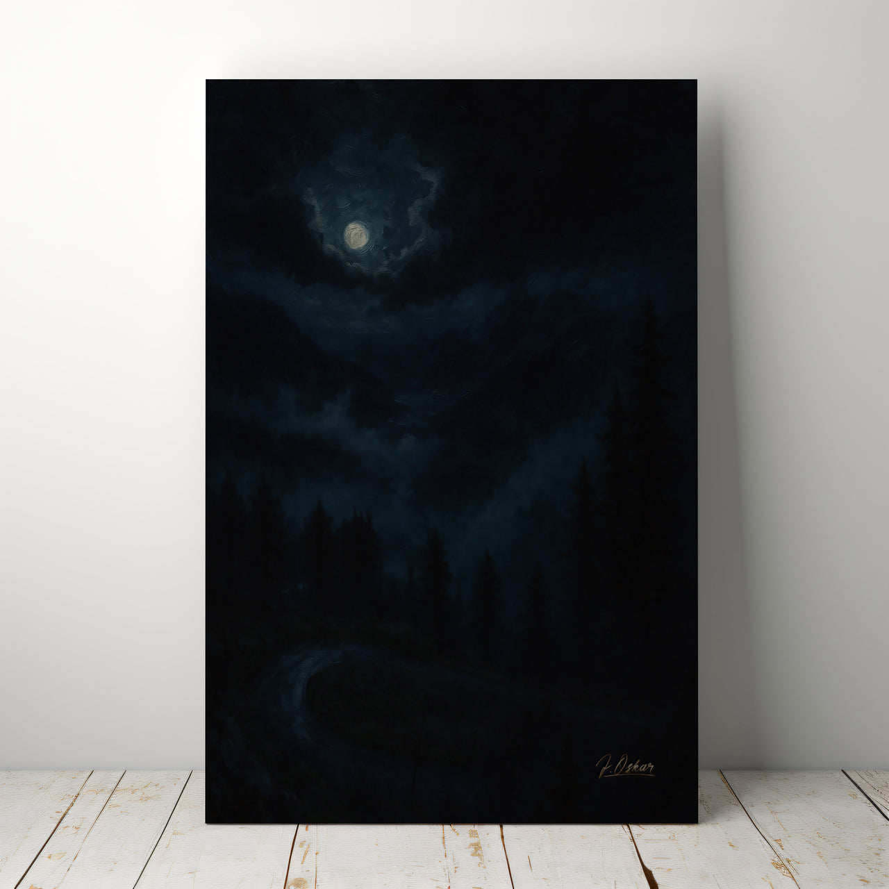 Majestic Mountain 71 - Moonlit Descent Canvas Art