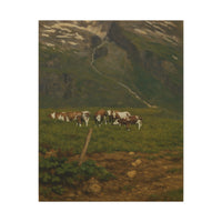 Majestic Mountain 84- Cows Beneath the Cliffs Canvas Art