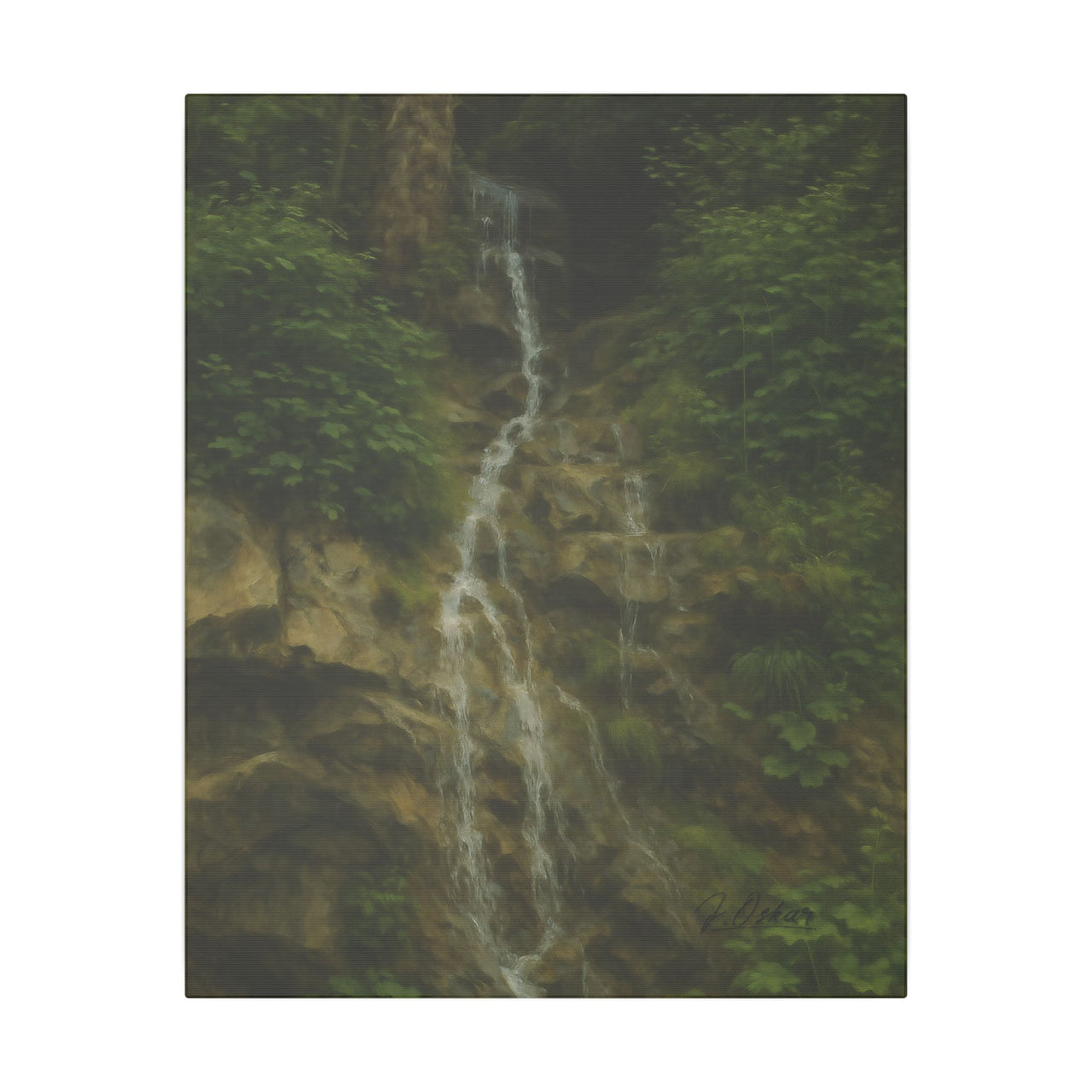 Majestic Mountain 52 - Dedicate waterfall over the Cliffside Canvas Art