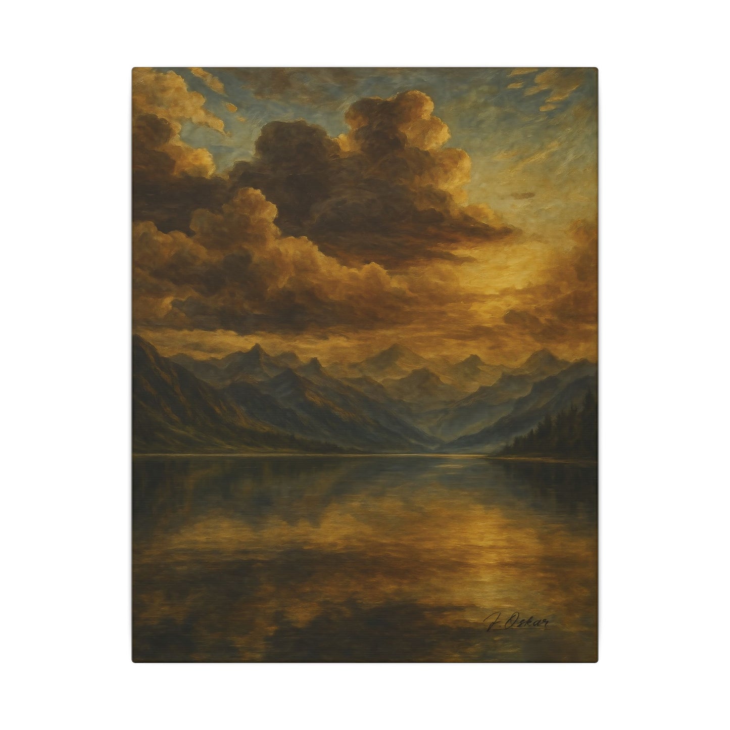 Majestic Mountain 1 - Golden Cloudscape Canvas Art