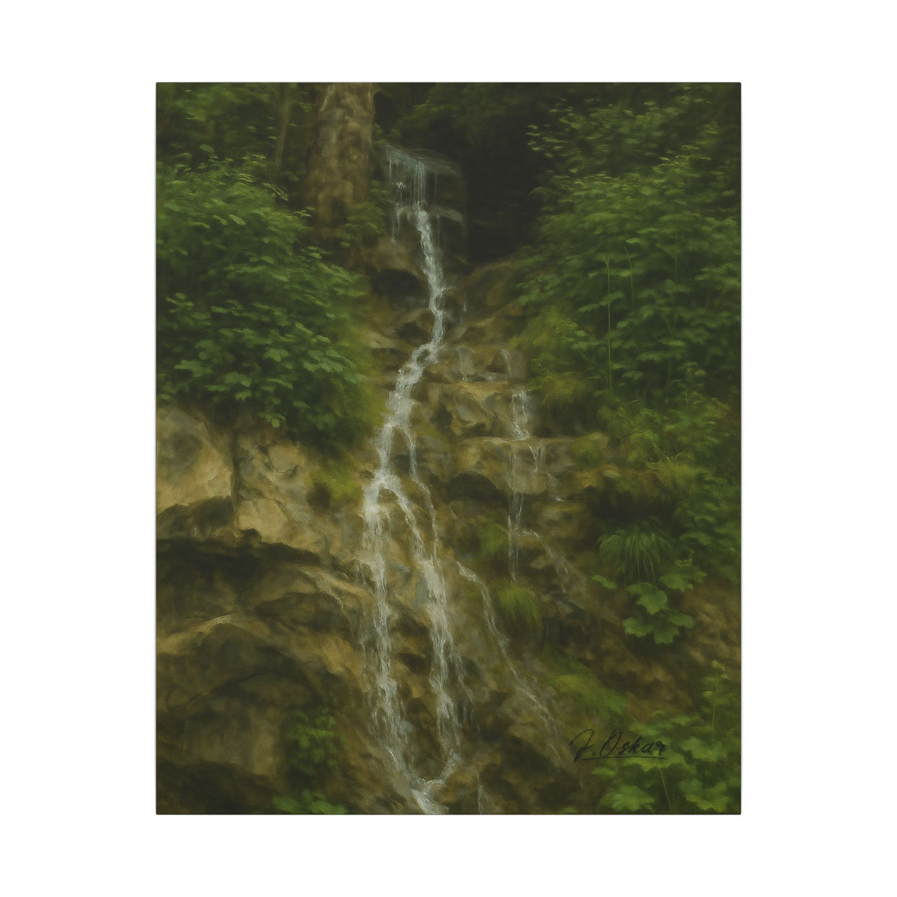 Majestic Mountain 52 - Dedicate waterfall over the Cliffside Canvas Art