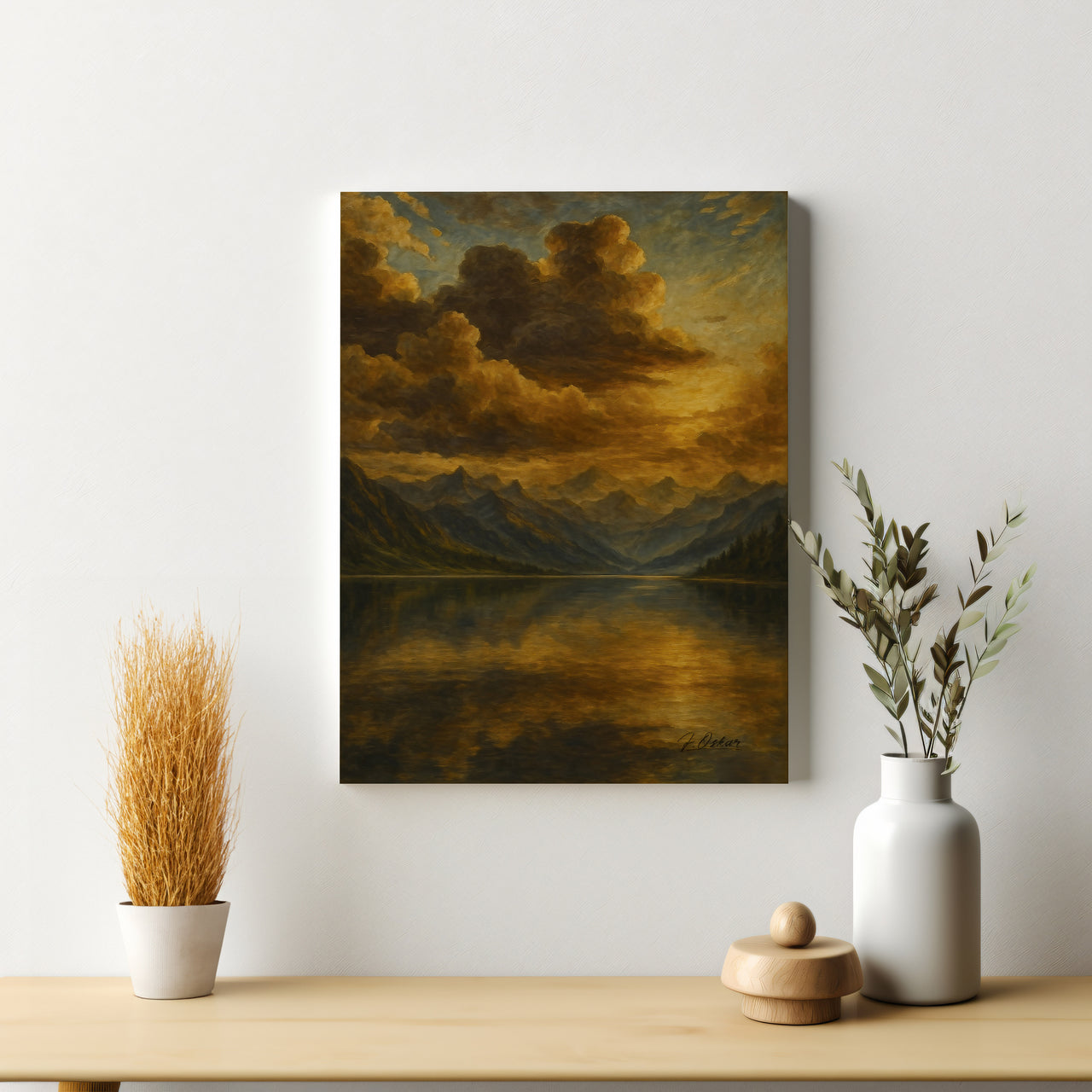 Majestic Mountain 1 - Golden Cloudscape Canvas Art