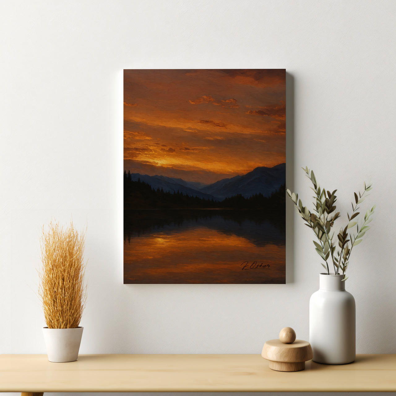 Majestic Mountain 4 - Twilight Over the Silent Lake Canvas Art