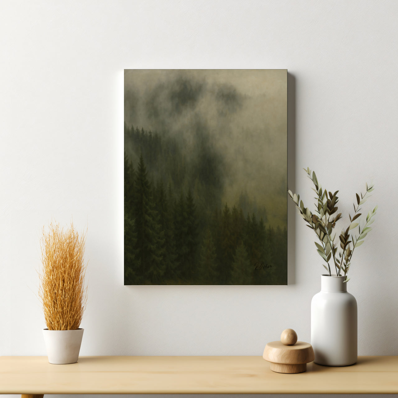 Majestic Mountain 58 - Misty Pine Valley Canvas Art