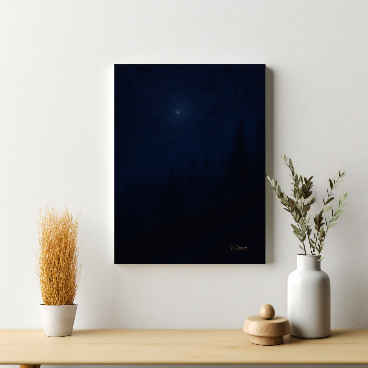 Majestic Mountain 69- Midnight Mist on the mountain Canvas Art