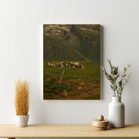 Majestic Mountain 84- Cows Beneath the Cliffs Canvas Art