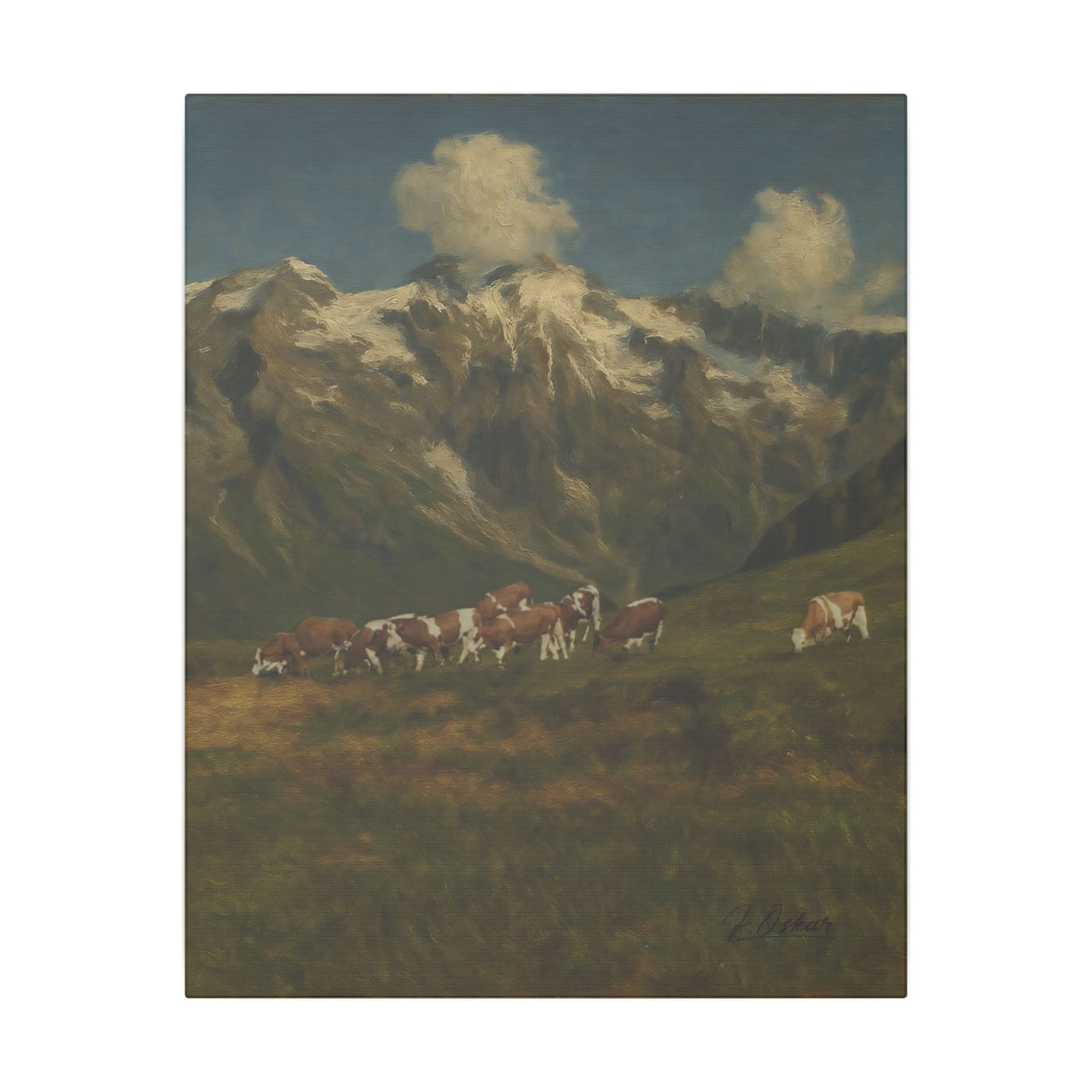 Majestic Mountain 82 - Cattle on the Meadow Canvas Art