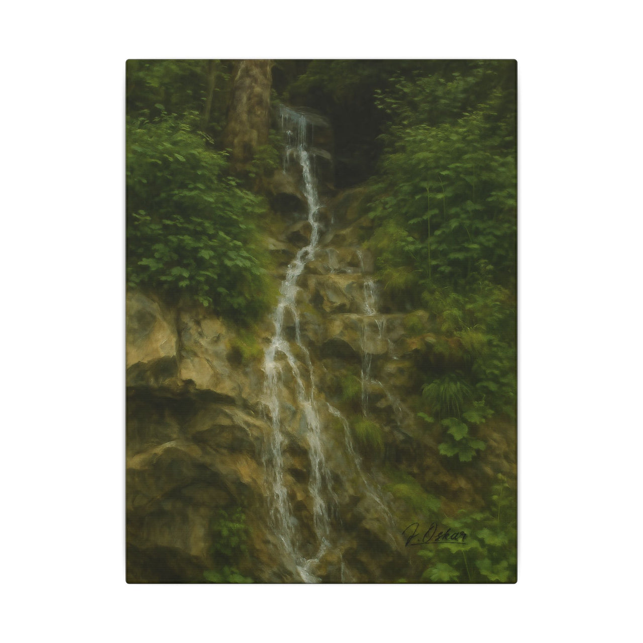 Majestic Mountain 52 - Dedicate waterfall over the Cliffside Canvas Art