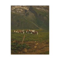 Majestic Mountain 84- Cows Beneath the Cliffs Canvas Art