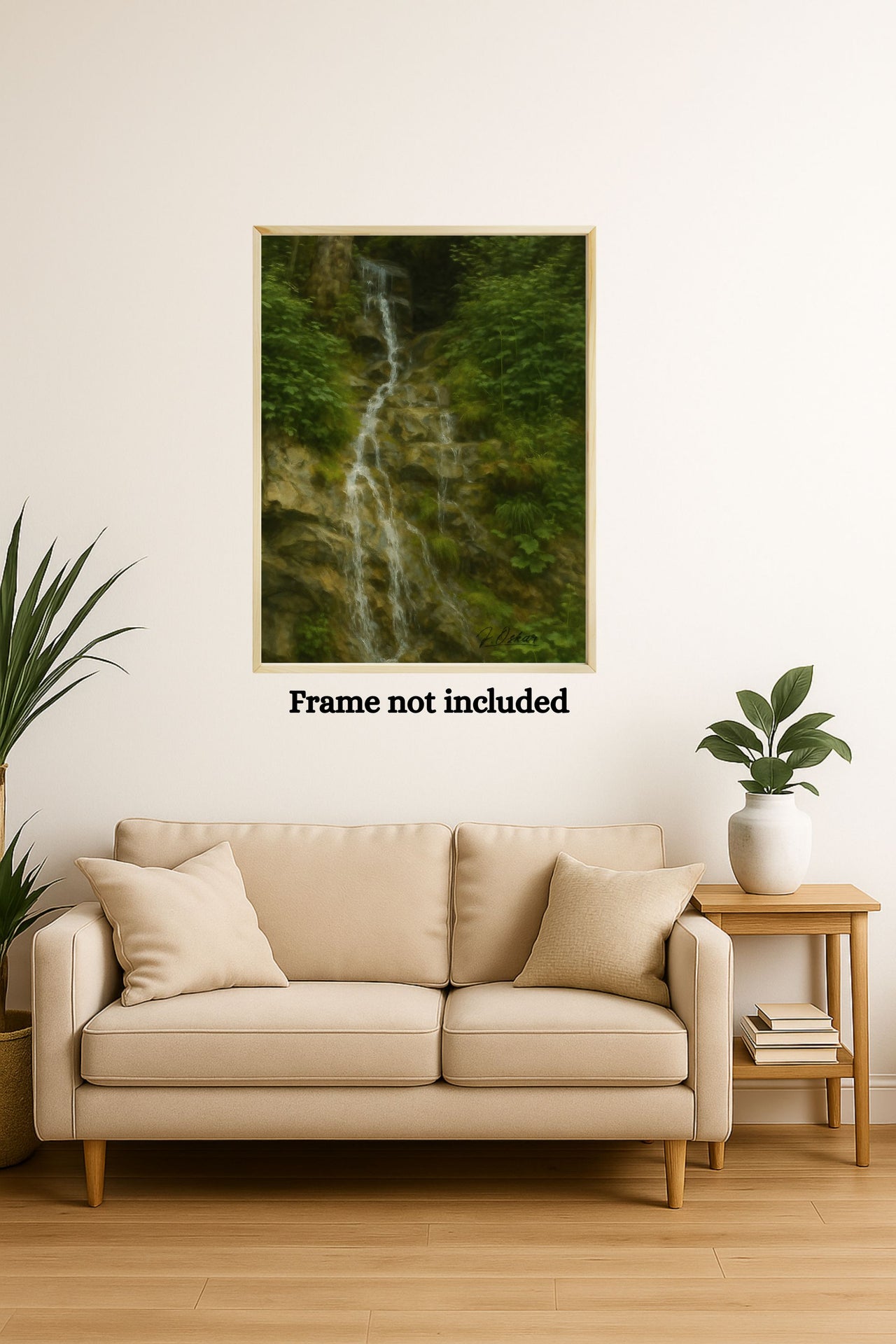 Majestic Mountain 52 - Dedicate waterfall over the Cliffside Canvas Art