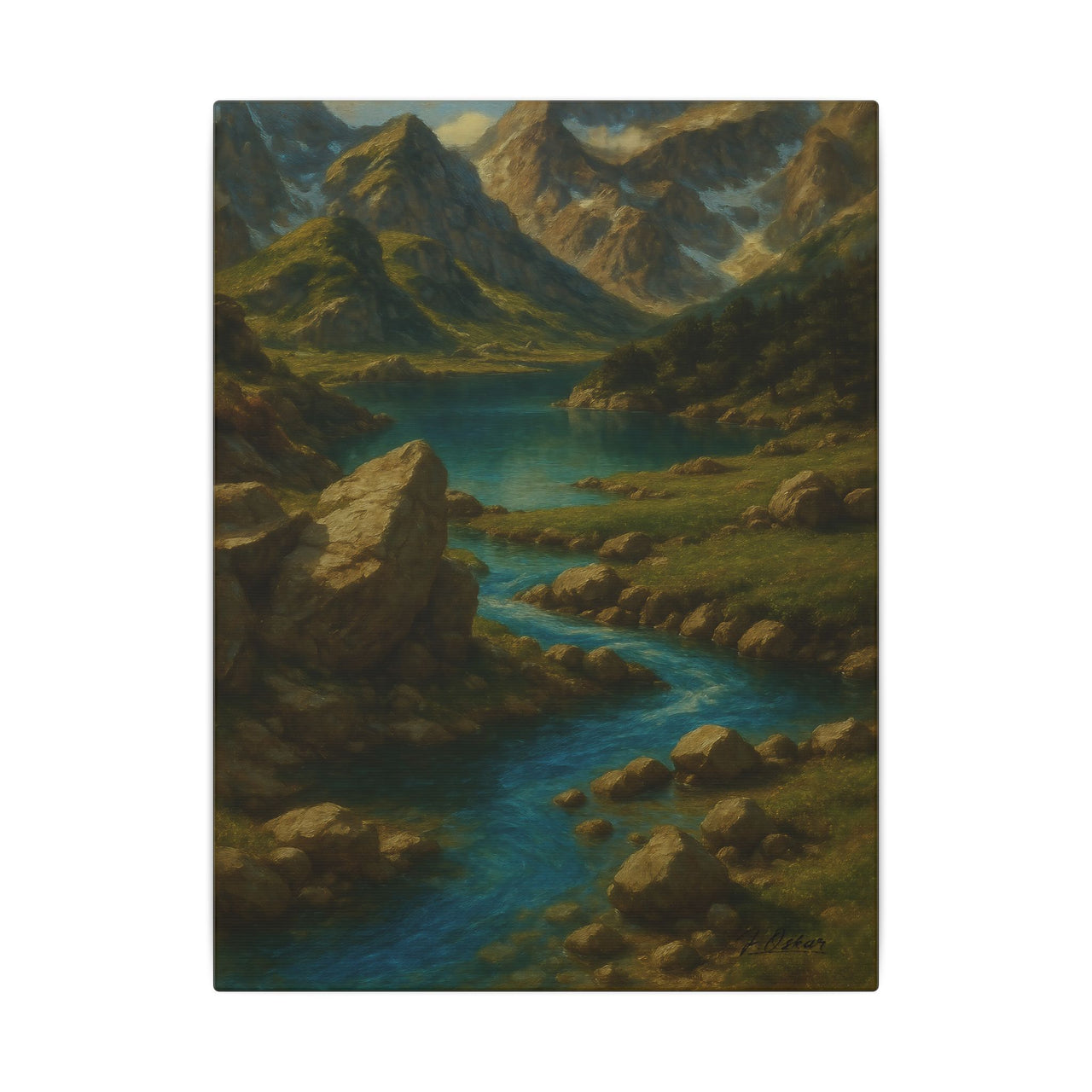 Majestic Mountain 9 - Whispers by the Riverbend Canvas Art