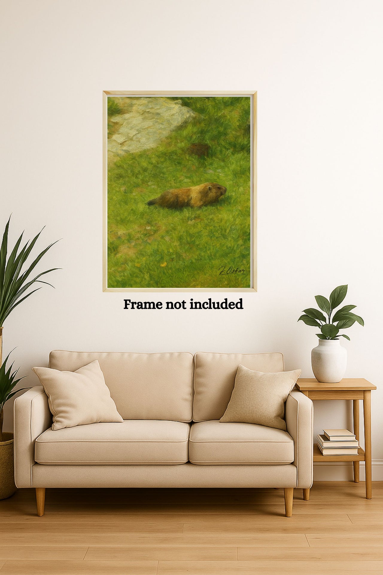 Majestic Mountain 73 - Marmot in the Alpine Grass Canvas Art