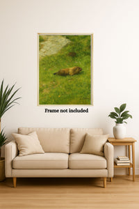 Majestic Mountain 73 - Marmot in the Alpine Grass Canvas Art