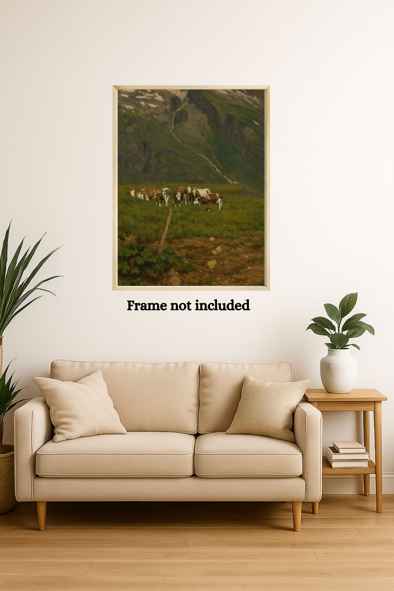 Majestic Mountain 84- Cows Beneath the Cliffs Canvas Art