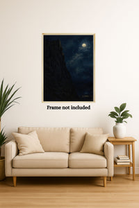 Majestic Mountain 91- Cliff Under the Moon Canvas Art