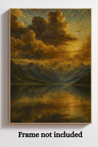 Majestic Mountain 1 - Golden Cloudscape Canvas Art