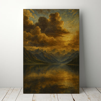 Majestic Mountain 1 - Golden Cloudscape Canvas Art