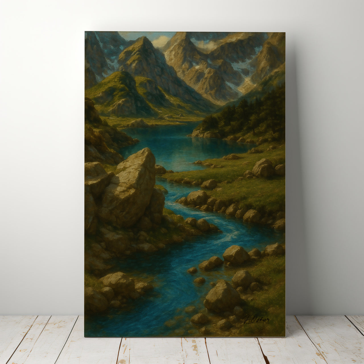 Majestic Mountain 9 - Whispers by the Riverbend Canvas Art