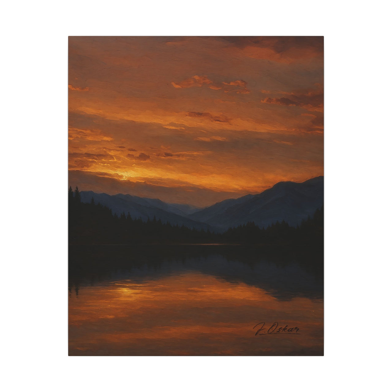 Majestic Mountain 4 - Twilight Over the Silent Lake Canvas Art