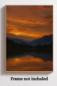 Majestic Mountain 4 - Twilight Over the Silent Lake Canvas Art