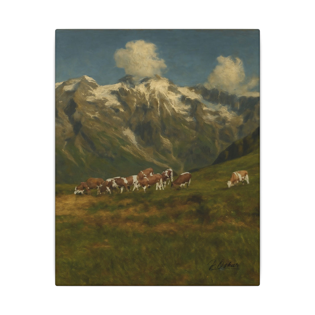 Majestic Mountain 82 - Cattle on the Meadow Canvas Art
