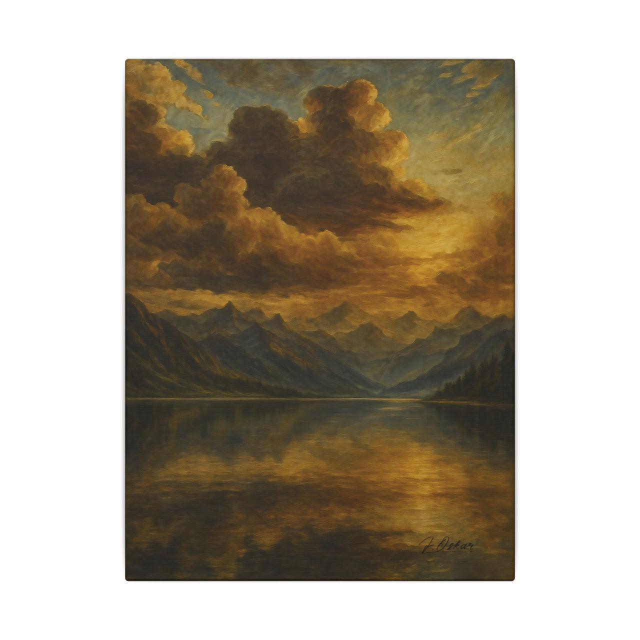 Majestic Mountain 1 - Golden Cloudscape Canvas Art