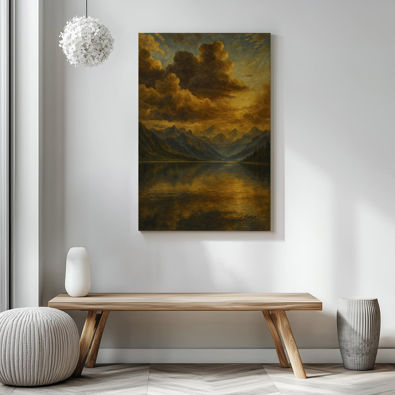 Majestic Mountain 1 - Golden Cloudscape Canvas Art