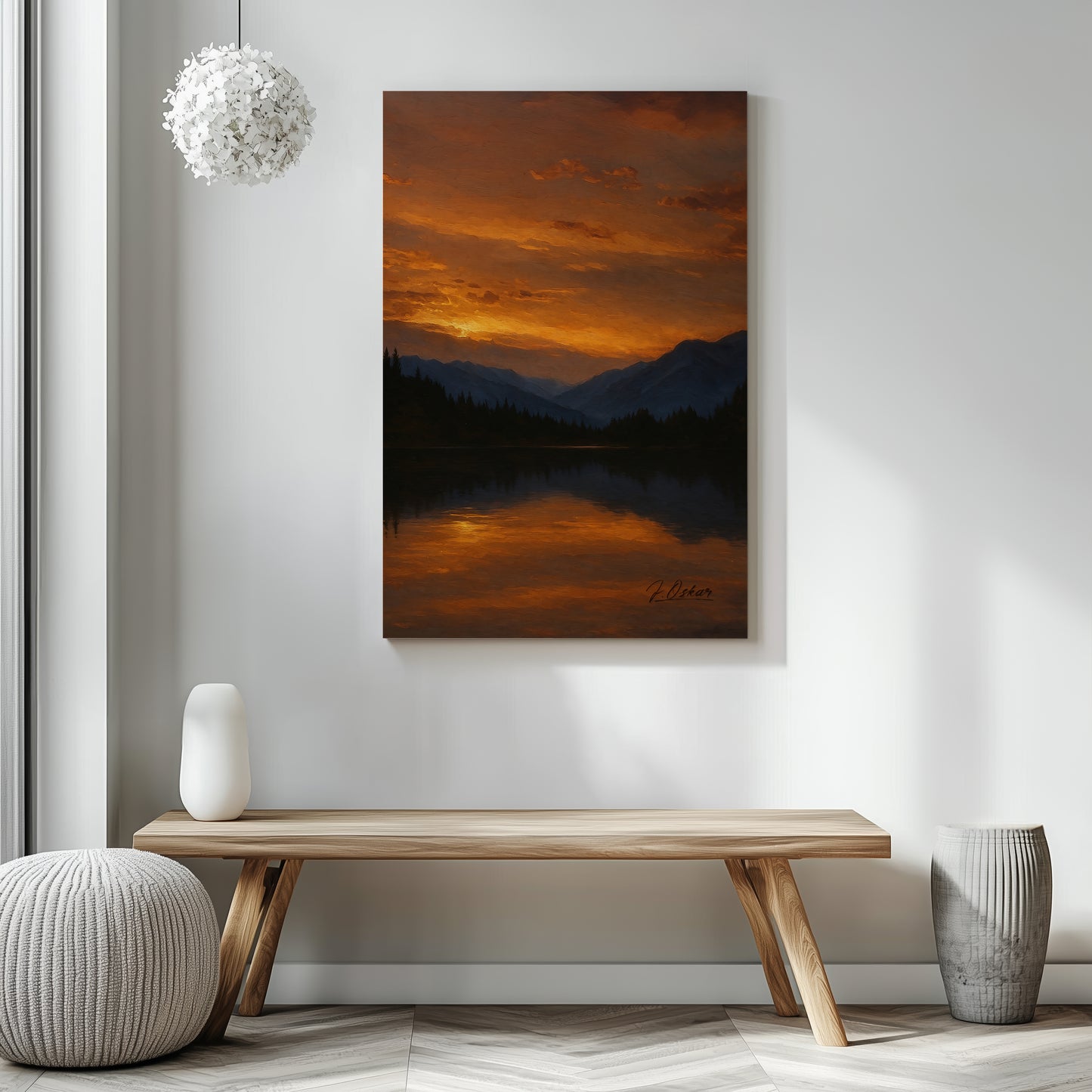 Majestic Mountain 4 - Twilight Over the Silent Lake Canvas Art