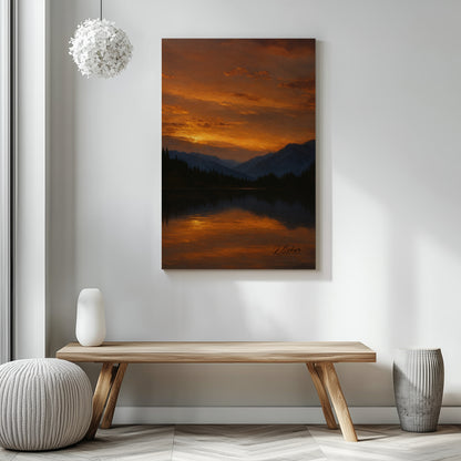 Majestic Mountain 4 - Twilight Over the Silent Lake Canvas Art