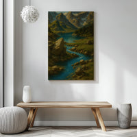 Majestic Mountain 9 - Whispers by the Riverbend Canvas Art