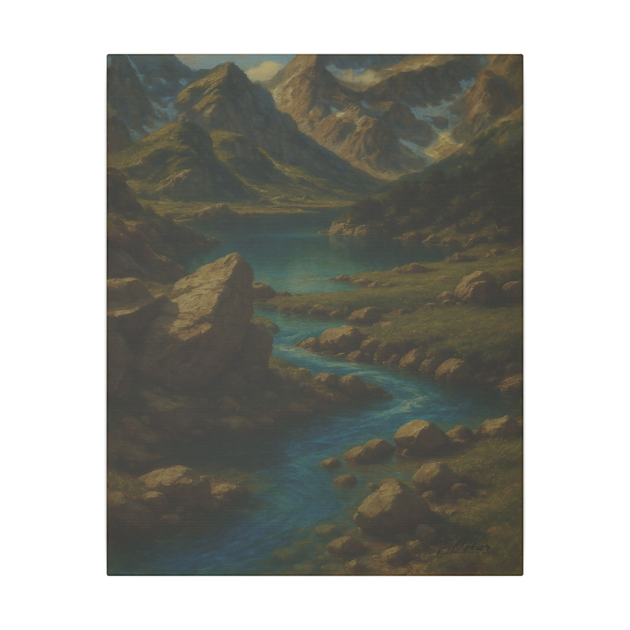 Majestic Mountain 9 - Whispers by the Riverbend Canvas Art