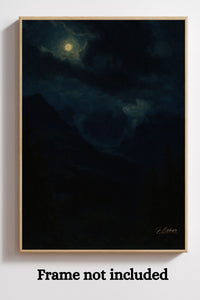 Majestic Mountain 68- Clouds Over the nightly Valley Canvas Art