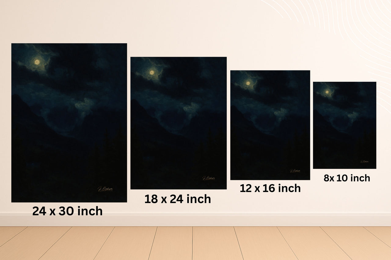 Majestic Mountain 68- Clouds Over the nightly Valley Canvas Art