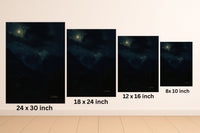 Majestic Mountain 68- Clouds Over the nightly Valley Canvas Art