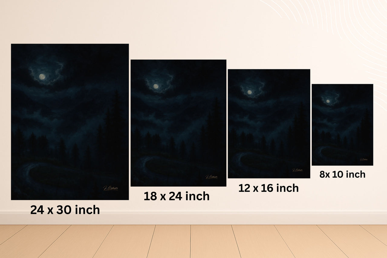 Majestic Mountain 71 - Moonlit Descent Canvas Art