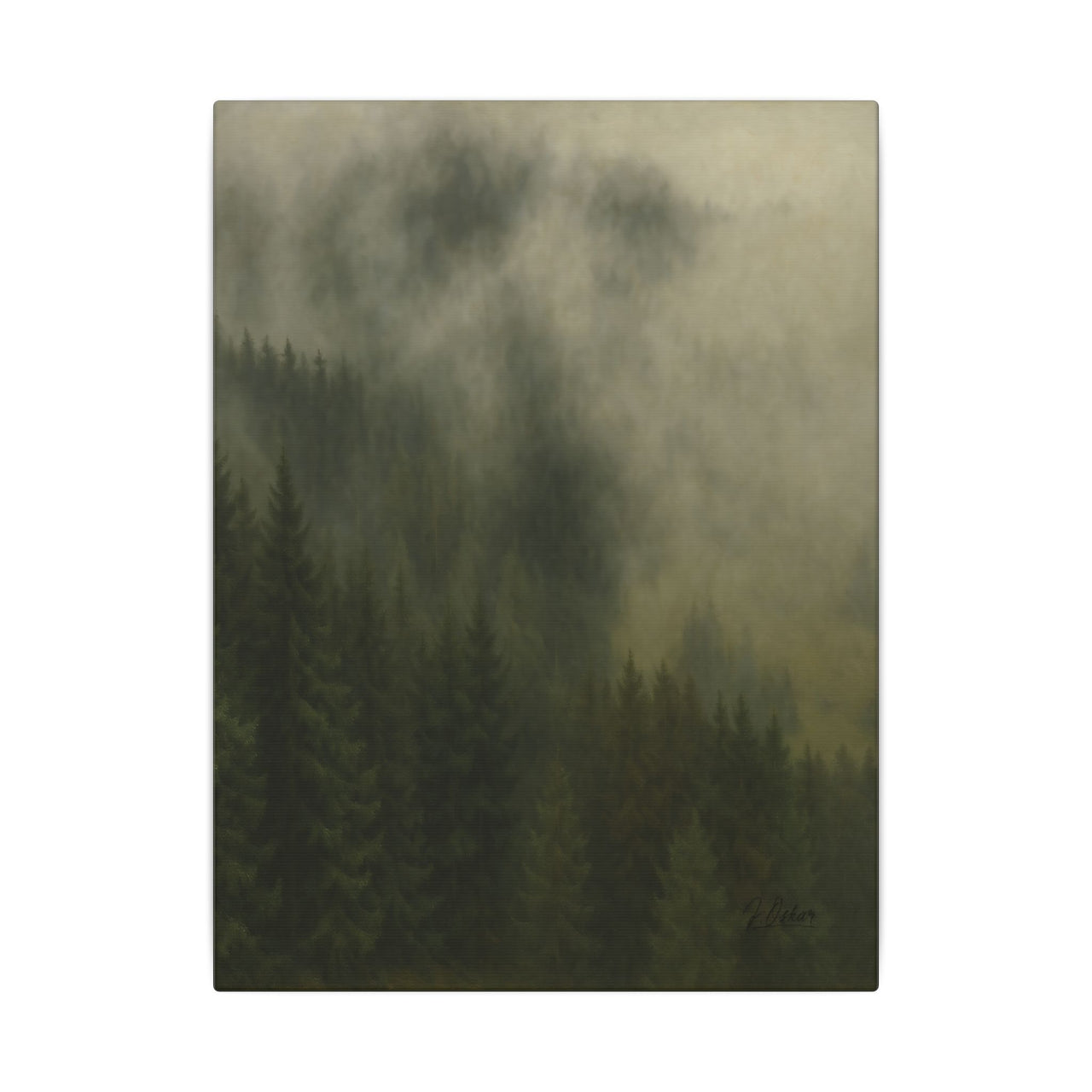 Majestic Mountain 58 - Misty Pine Valley Canvas Art