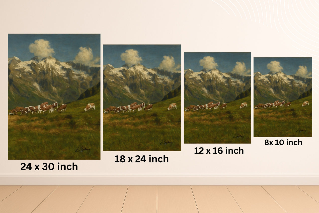 Majestic Mountain 82 - Cattle on the Meadow Canvas Art