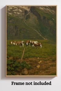 Majestic Mountain 84- Cows Beneath the Cliffs Canvas Art