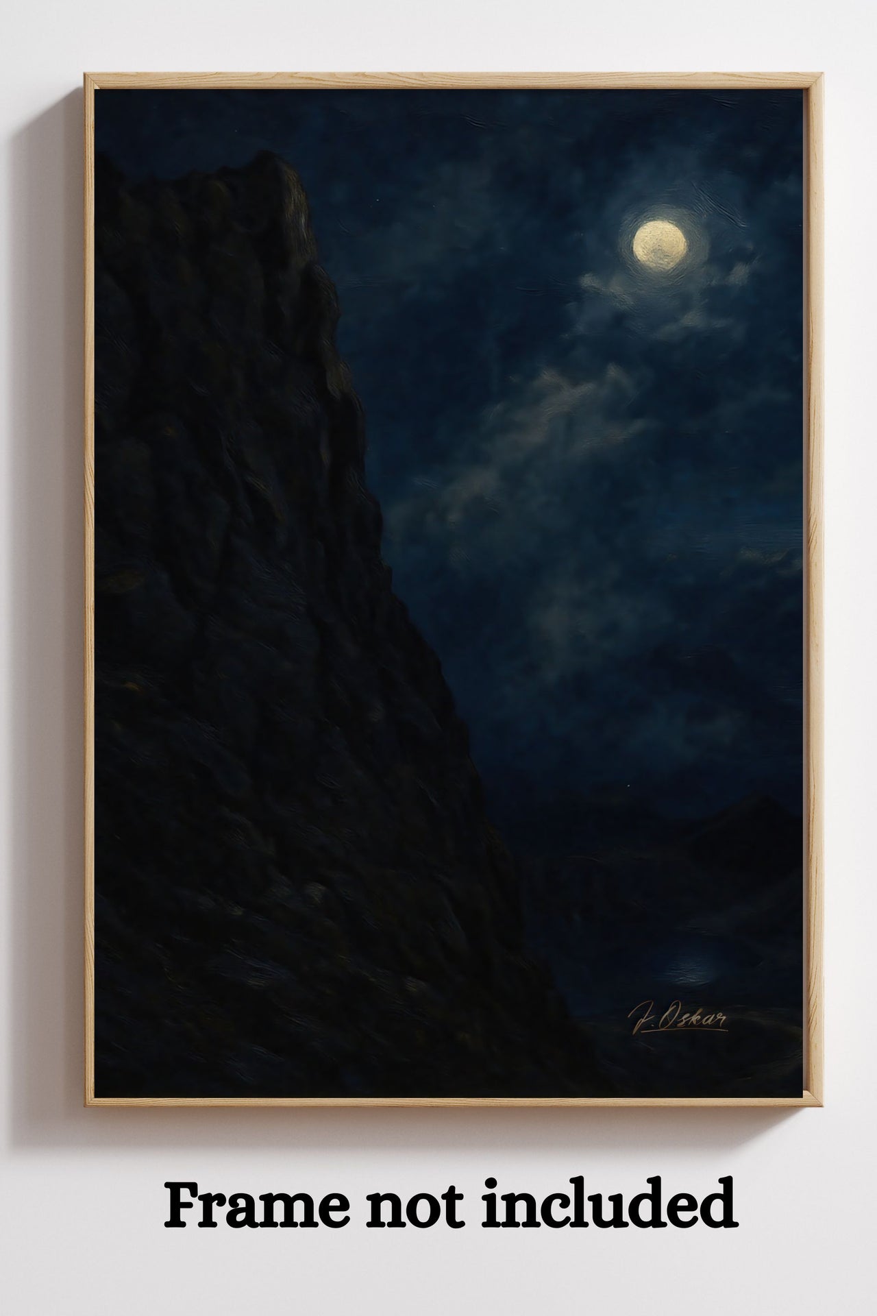Majestic Mountain 91- Cliff Under the Moon Canvas Art