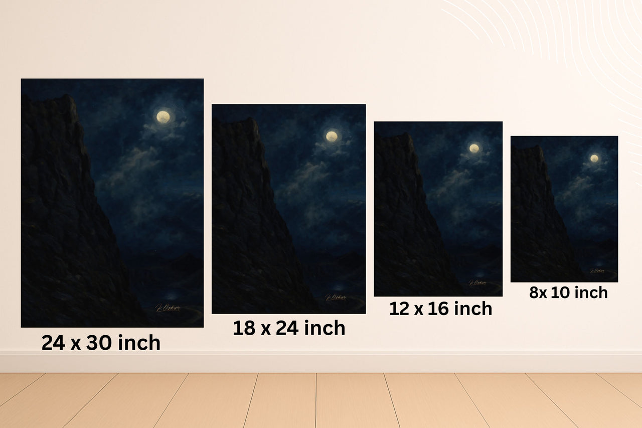 Majestic Mountain 91- Cliff Under the Moon Canvas Art